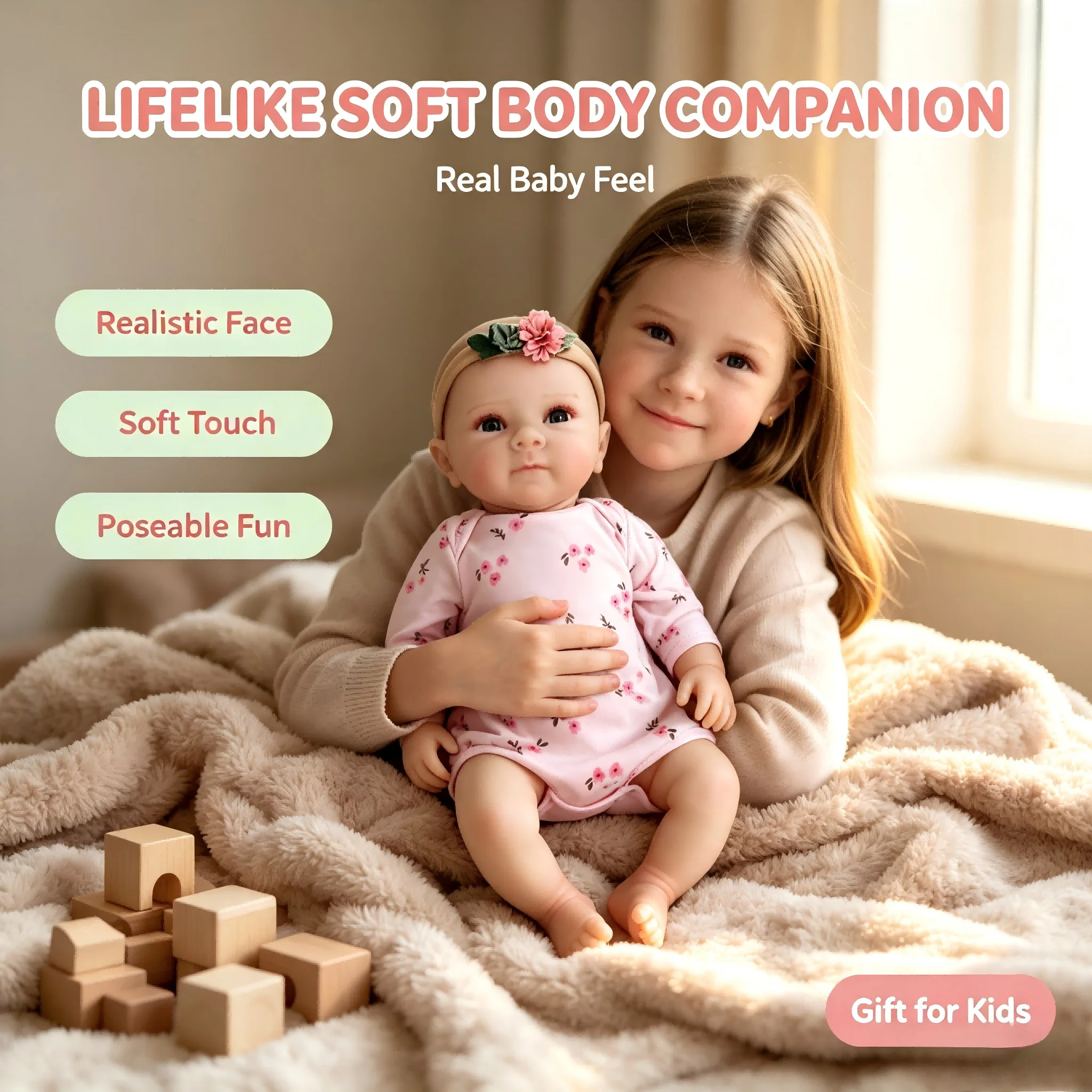 18 Inch High-Realistic Resin Doll Hand-Painted Skin Texture Lifelike Baby Facial Features Suitable for Imaginative Play Display And Collectible