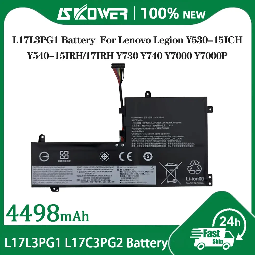 SKOWER L17C3PG2 Battery For Lenovo Legion Y530-15ICH Y540-15IRH/17IRH Y730 Y740 Y7000 Y7000P  L17C3PG1 L17M3PG2 L17L3PG1