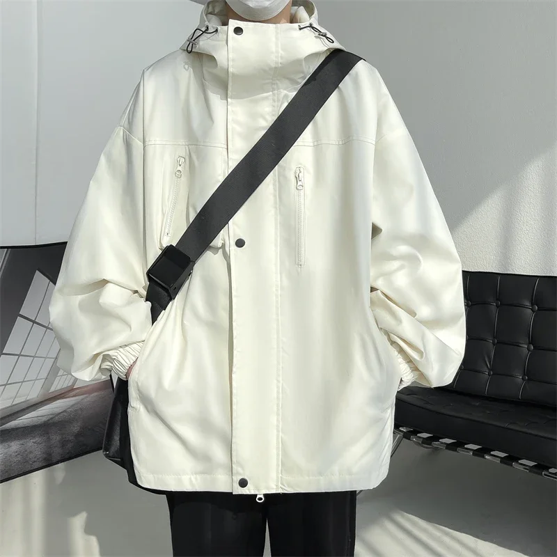 LIBIELIY 2024 Men Jackets Coats Streetwear Techwear Hooded Waterproof Windbreaker Casual Outwear Hip Hop Multi-pocket Japanese O