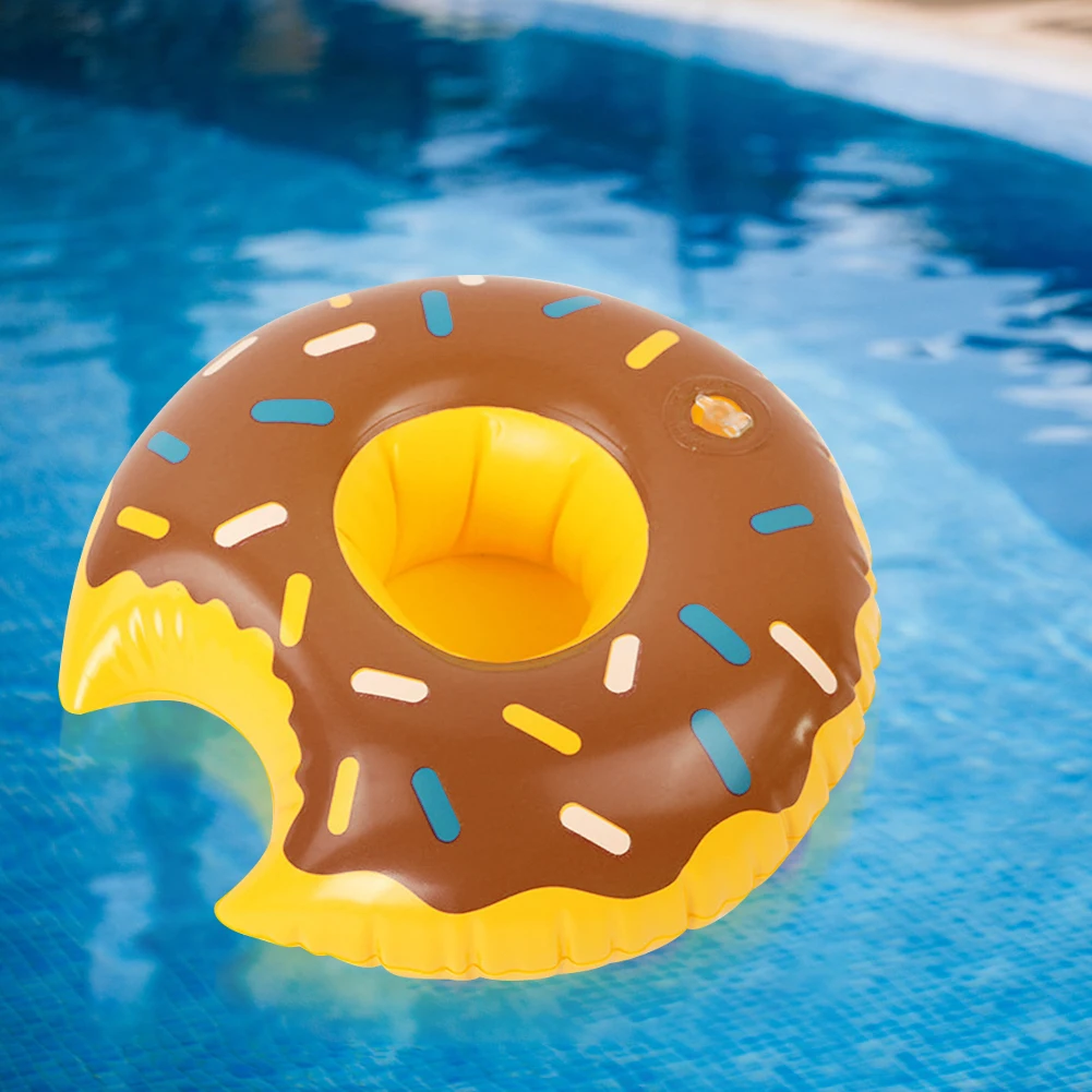 Donut Beverage Glass Holder Multicolor Water Inflatable Coasters Portable Inflatable Circle Coasters Swimming Pool Party Decor