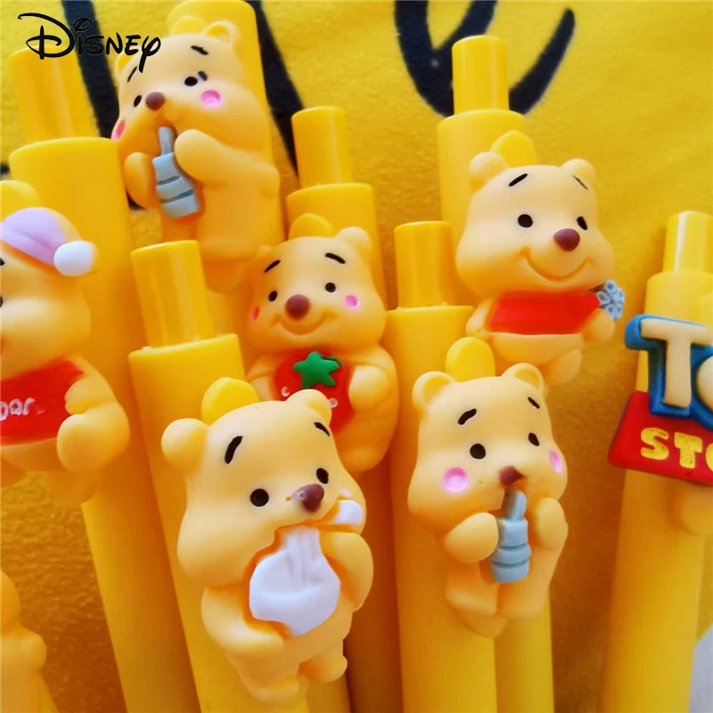 Imagem -05 - Disney Cartoon Gel Caneta Bala Ferramentas de Escrita Papelaria 0.5 Preto Animação Winnie The Pooh Push-tipo Estudante Exame Canetas 36 50 Pcs