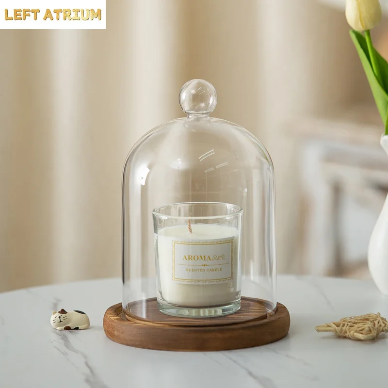 Preserved Flower Glass Cover Dust Cover Wooden Pallets Display Stand Ornament Crafts Decorative Stand Desktop Decorative Shelves