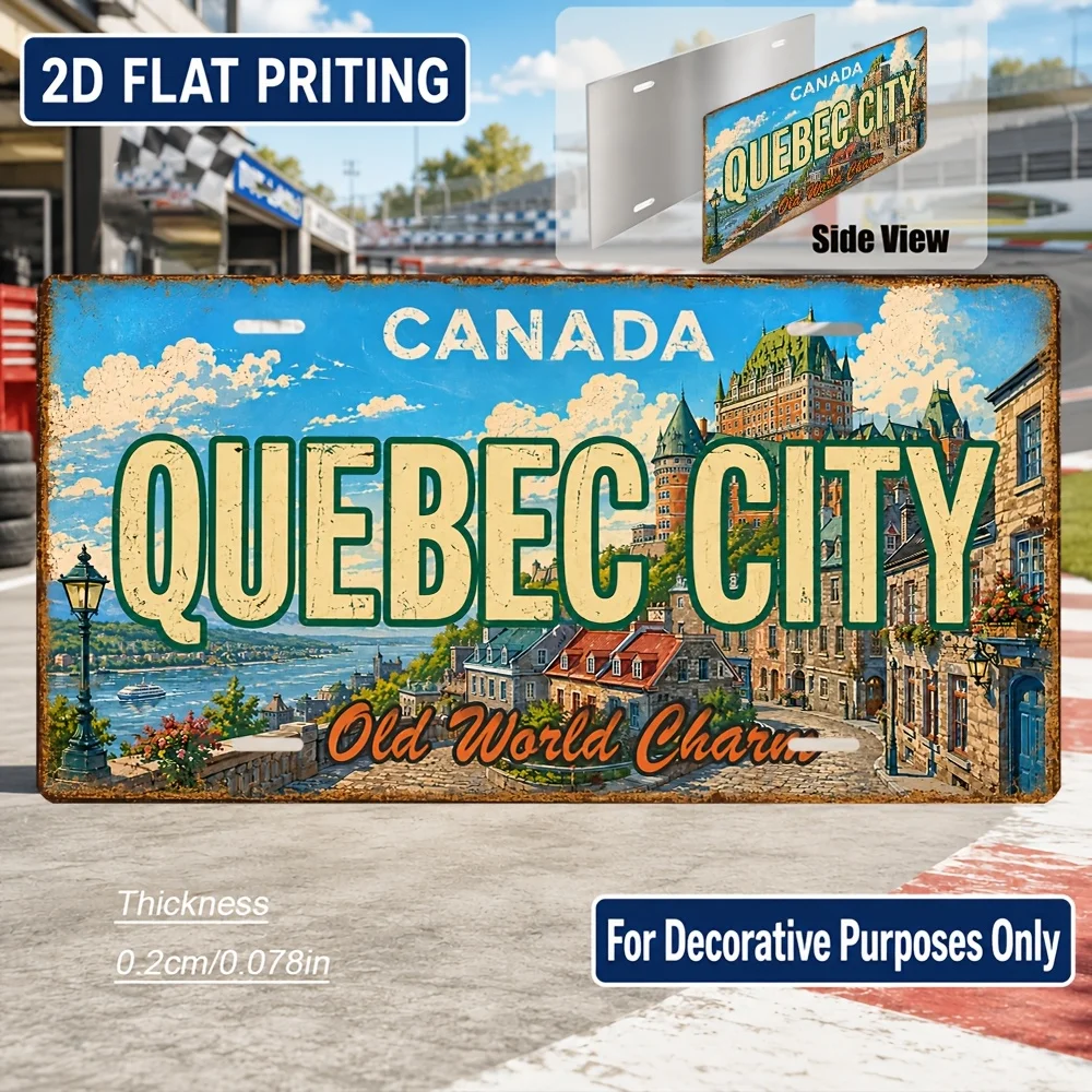 2D Flat, [2D Flat] 1pc Quebec City Themed Vintage Wall Sign - French Canada Decor Suitable for Home, Bar, Office, Outdoor - R