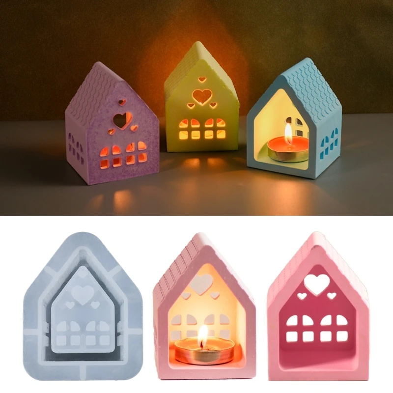 ​1Piece Heart House Silicone Molds Silicone Candle Holder Molds Plaster Silicone Molds for Epoxy Resin, Candle Holder,Decoration