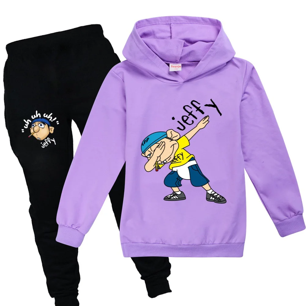 2026 Fall Cartoon Jeffy Puppet Clothes Baby Boys Clothing Sets Children Halloween Outfits Teenager Girls Hoodies+Pants 2pcs Suit
