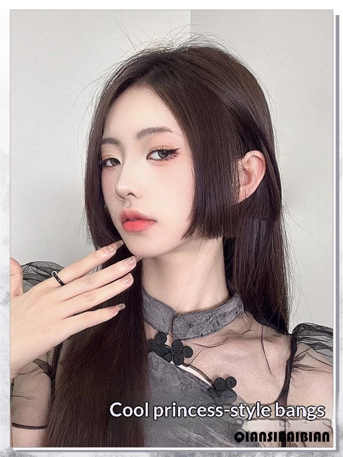 2Pcs Princess Bangs Cut Synthetic Bangs Clip In Two Side Flat Bangs Clip-In Extension Natural Hairpiece For Women Party Use
