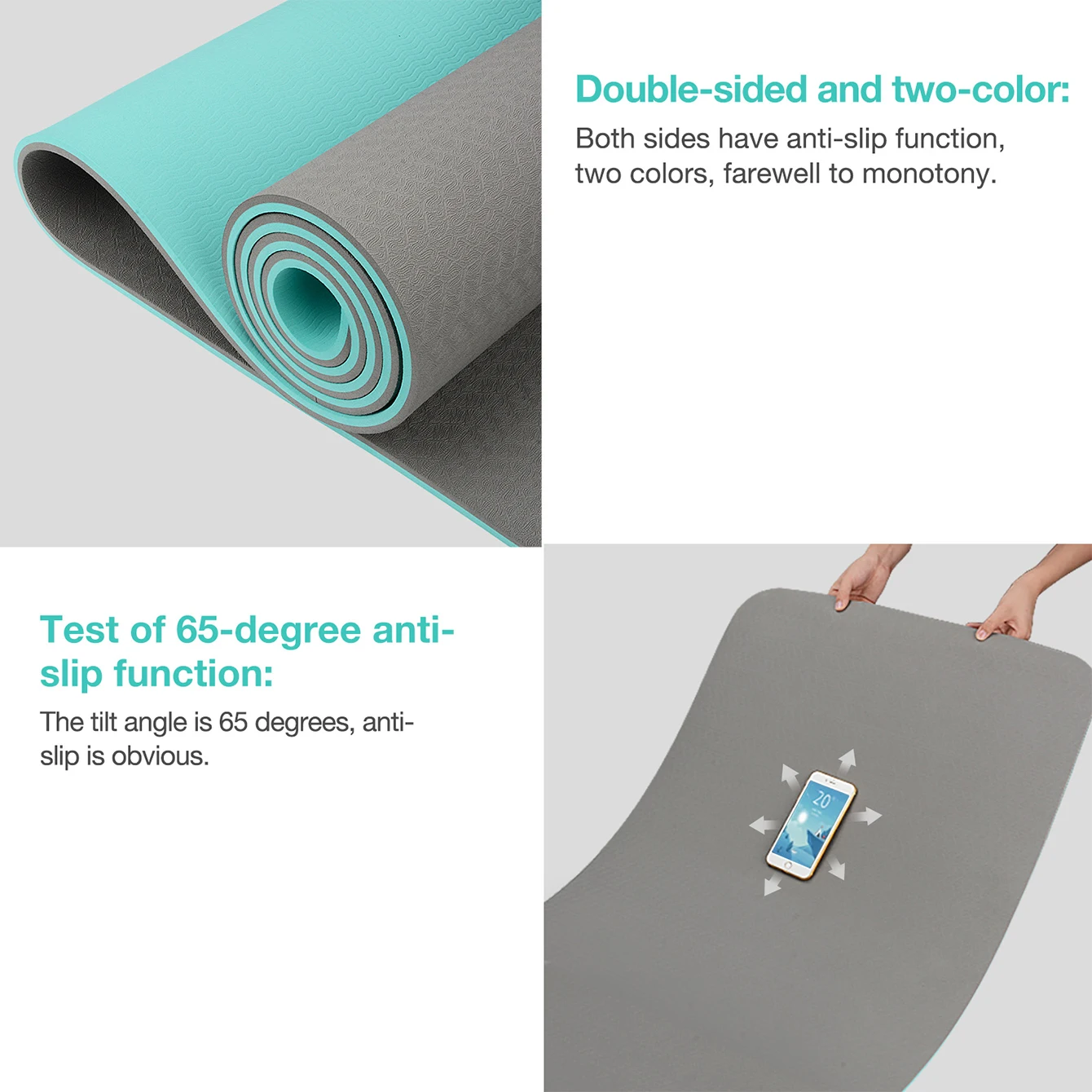 Thick two-color, non-slippery TPE yoga mat, high quality movement for fitness fitness in the home of the tasteless Pad180 * 57cm