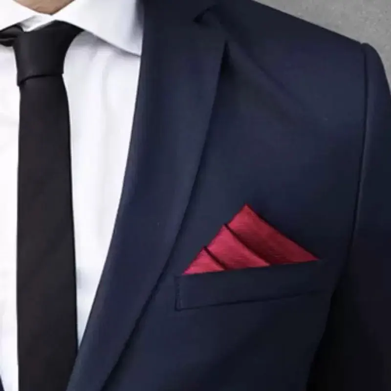 

Mens Solid Plain Satin Handkerchief Mens Pocket Square Fashion Casual Hanky Suit Wedding Office