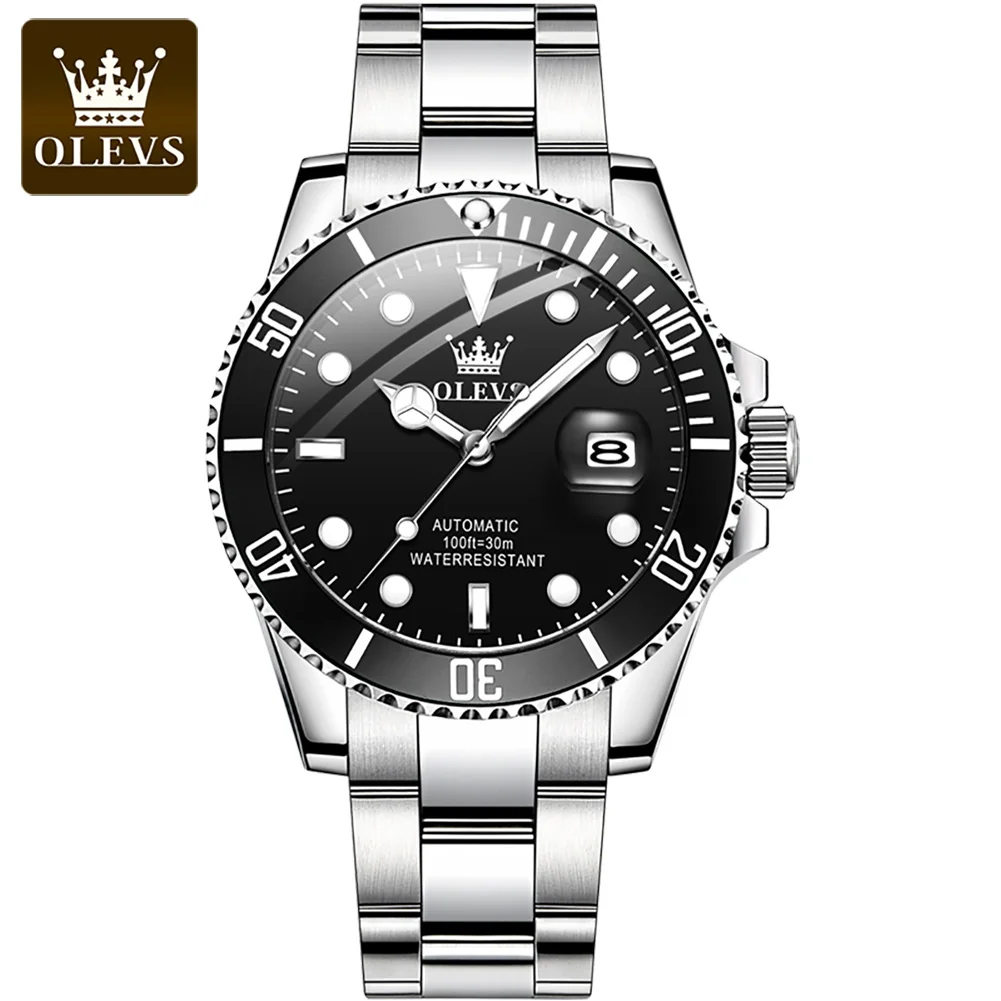 OLEVS 6650 Automatic Mechanical Watch for Men Fashion One-Way Rotation Lap Man Watch Top Brand Luxury Waterproof Mens Wristwatch