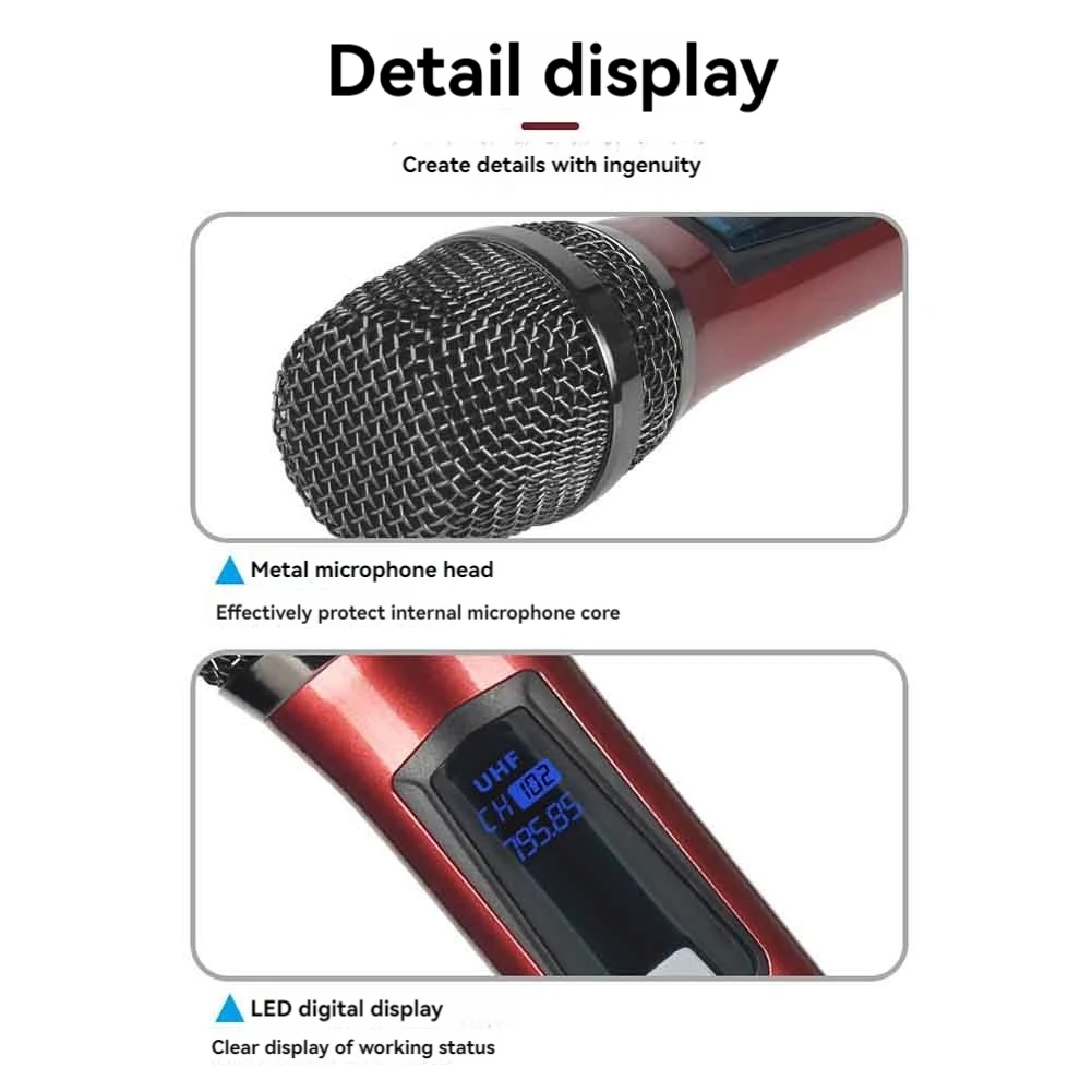 

AS98-Wireless Microphone Metal Dynamic Microphone System With Rechargeable Receiver For Karaoke Singing Wedding