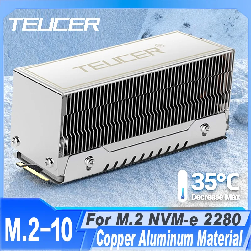 TEUCER M.2 NVMe SSD Heat Sink Anti-gravity Dual Heat Pipe M2 2280 Solid State Hard Disk Aluminum Radiator PC Accessories