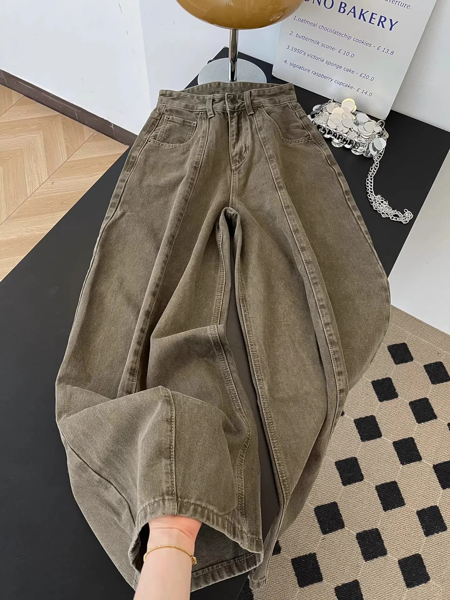 

Retro Washed High Waist Wide Leg Jeans Women's Loose Slimming Spring Seasonal Casual Comfortable Breathable Denim Pants