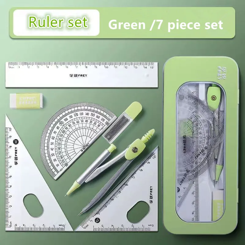 Compass set Learn office protractor triangle ruler 7-piece drawing ruler compass set