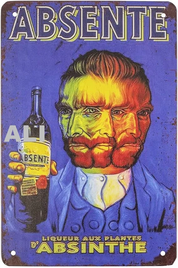 Treasure Gurus Metal Retro Absinthe Van Gogh Alcohol anuncio pared arte Absente Bar Pub publicidad cartel decoración del hogar azul PP