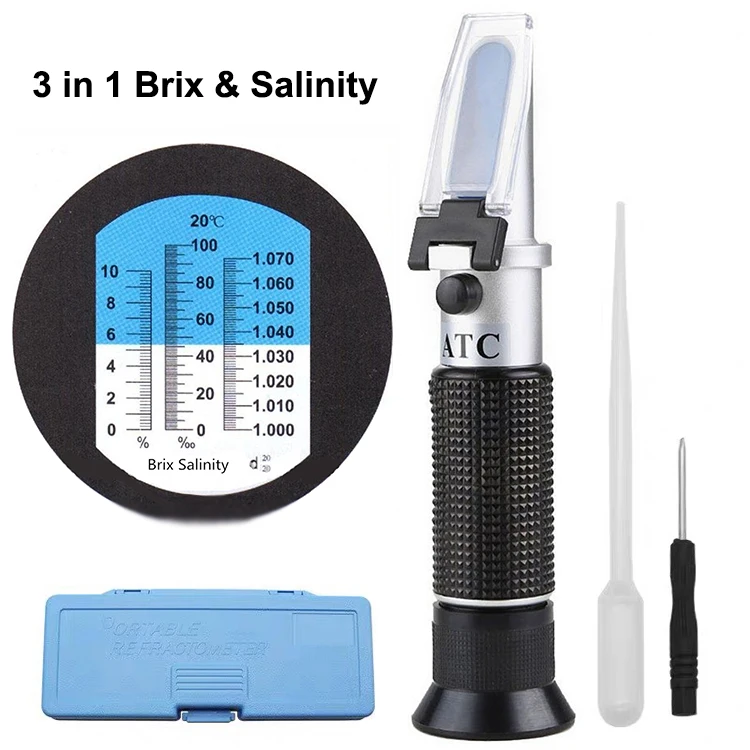 handheld refractometer Dual scale salinity refractometer brix meter 0~10% Brix 0~100% Salinity