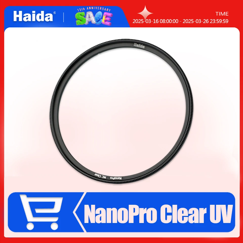 Haida NanoPro Clear UV Filter for Camera Lens Protection with Double-sided MC 39/43/49/52/55/58/62/67/77/82/95/105/112mm