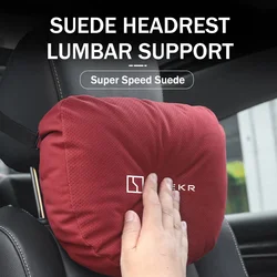 Suede Car Headrest Neck Pillow Breathable Soft Neck Cushion For Zeekr 001 009 2022 2023 2024 X EV 2021-2023 Krypton