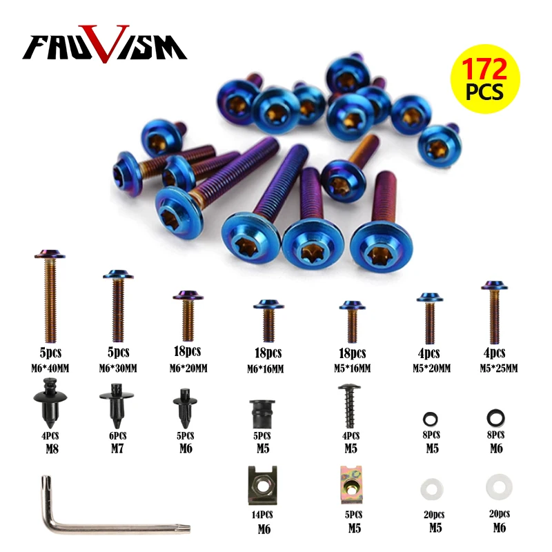 

Universal Motorcycle Fairing Bolts Windshield Screws Nuts Clips Suitable for Yamaha Honda Kawasaki Suzuki BMW Ducati KTM Aprilia