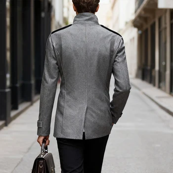 Men's Double-Breasted Woolen Overcoat 3 Men's Double-breasted Woolen Overcoat Fashion Solid Color Mid-length Jacket Luxury Light Business Stand Collar Trench Coat M-3XL 3