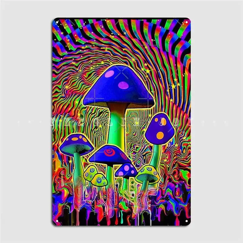 Mind Melt Mushrooms Black Light Poster Metal Plaque Cinema Garage Garage Club Vintage Plaques Tin Sign Poster