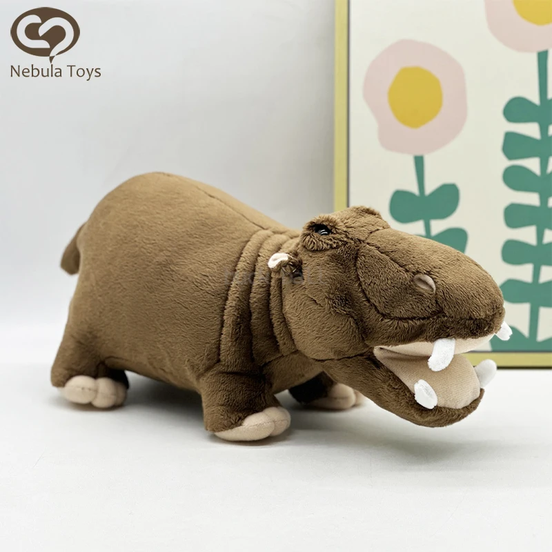 New Moo Deng Hippo Plush Doll Cute Little Dwarf Hippo Dark Brown Plush Standing Posture Doll Collection Ornament Toy Kids Gifts