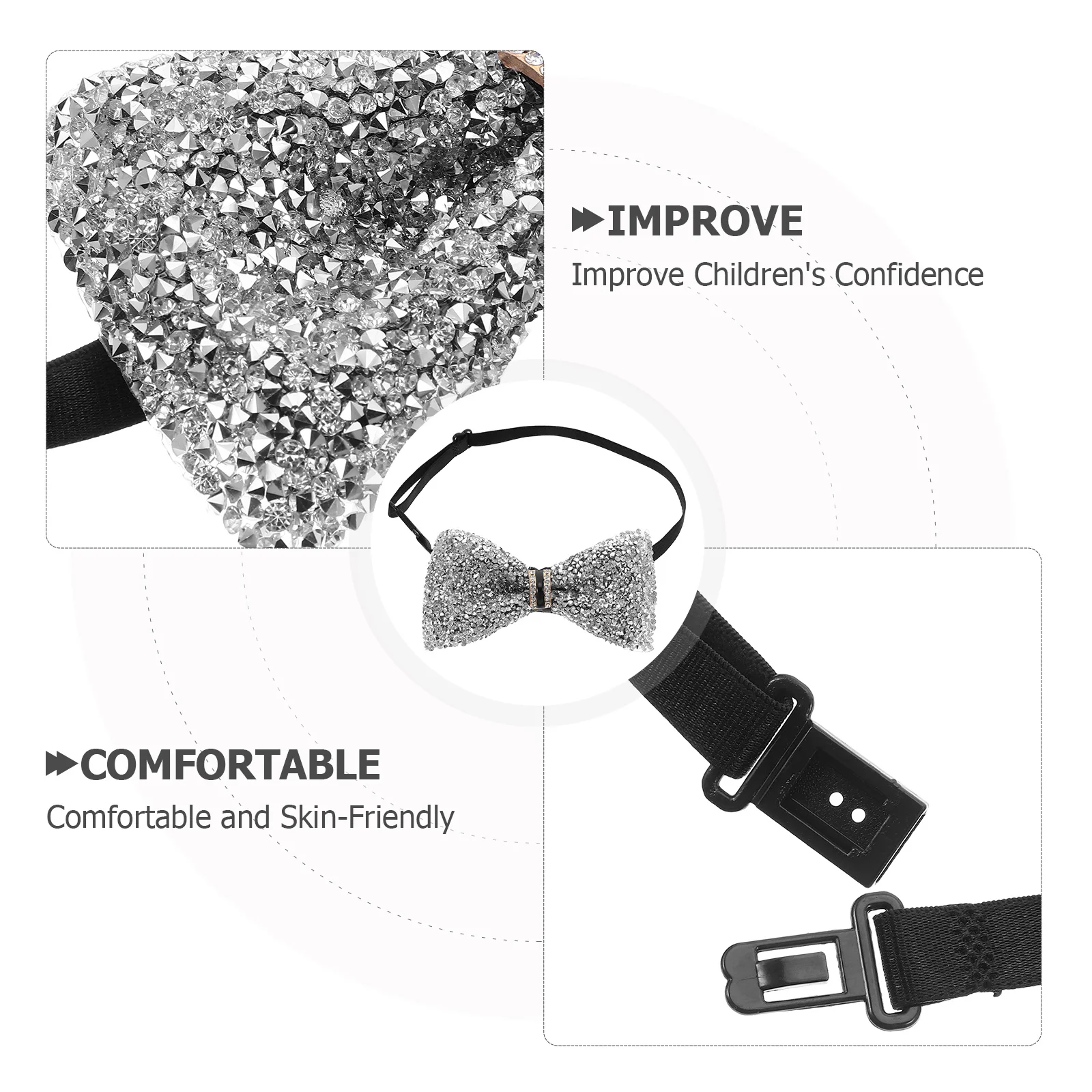 2 шт. детский галстук-бабочка с блестящими кристаллами, предварительно завязанный регулируемый галстук-бабочка для мальчиков и девочек, свадебные праздничные вечеринки, костюм концертов