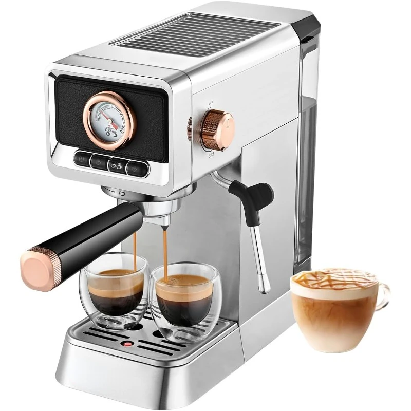 20 Bar Espresso Machine with Milk Frother, Brushed Stainless Steel Shell, 37 fl.Oz Water Reservoir, Coffee Maker For Espresso,