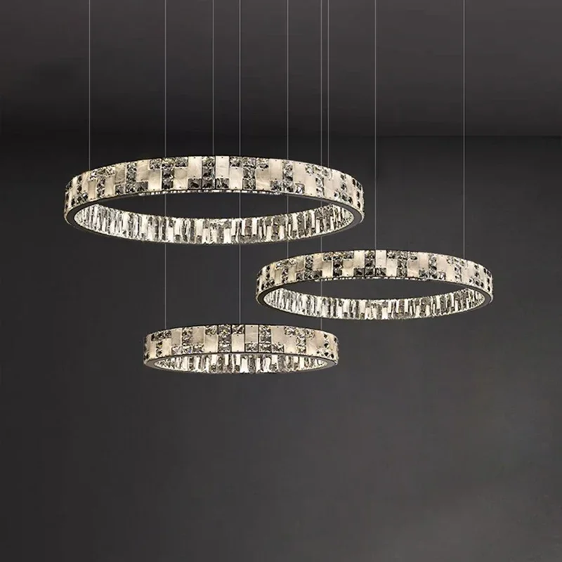 

Modern Luxury Minimalism Crystal Lustre Circle Chandelier Living Dining Bedroom Room Decor Led Lights Indoor Lighting Fixtures