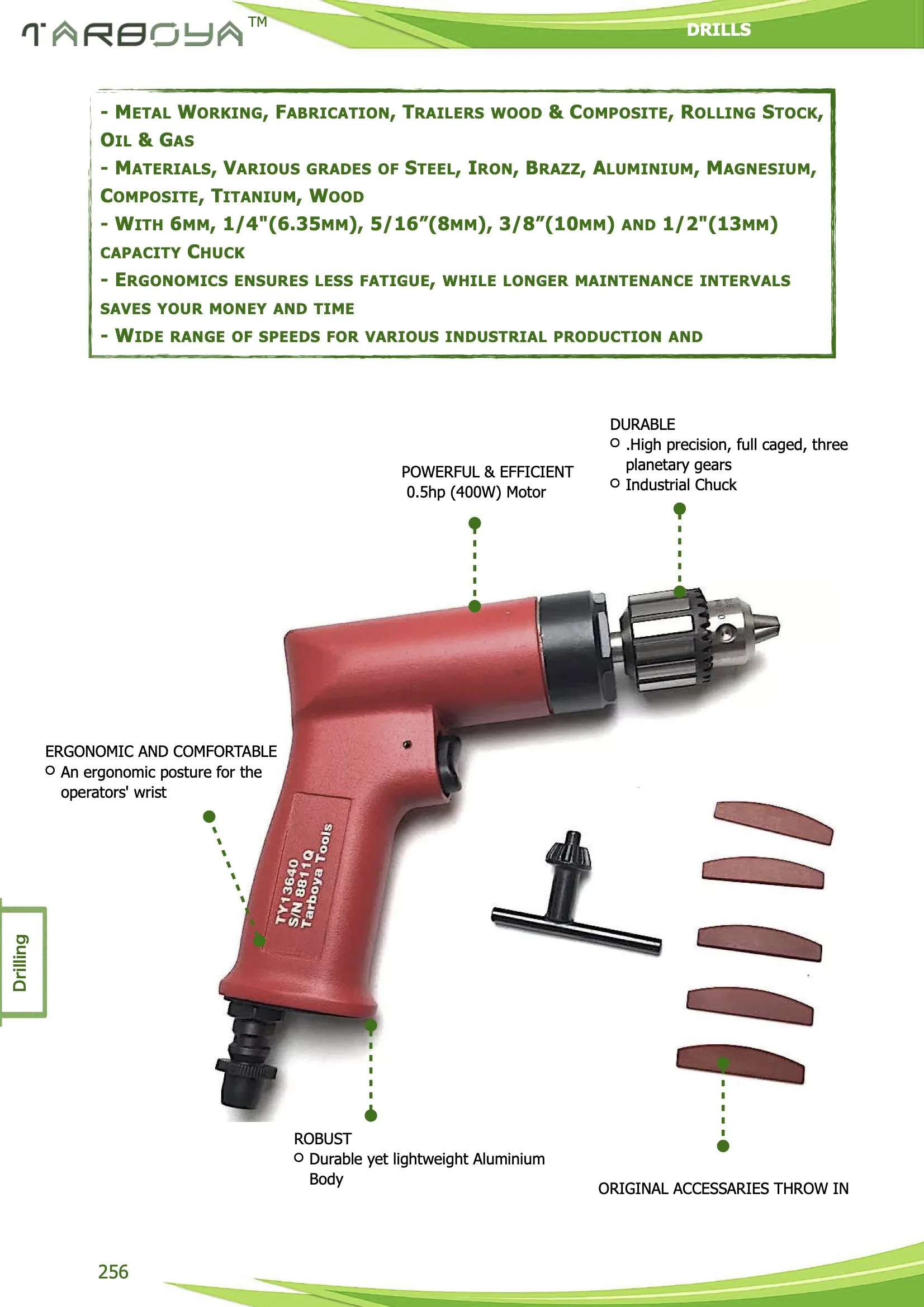 TY13818V Industrial Pneumatic Central Vacuum Drill 5/16