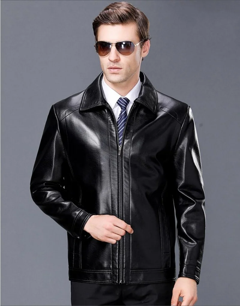 

Spring and Autumn New Genuine Leather Men's Sheep Leather Jacket Mock Collar Youth Premium Casual Coat Motorcycle