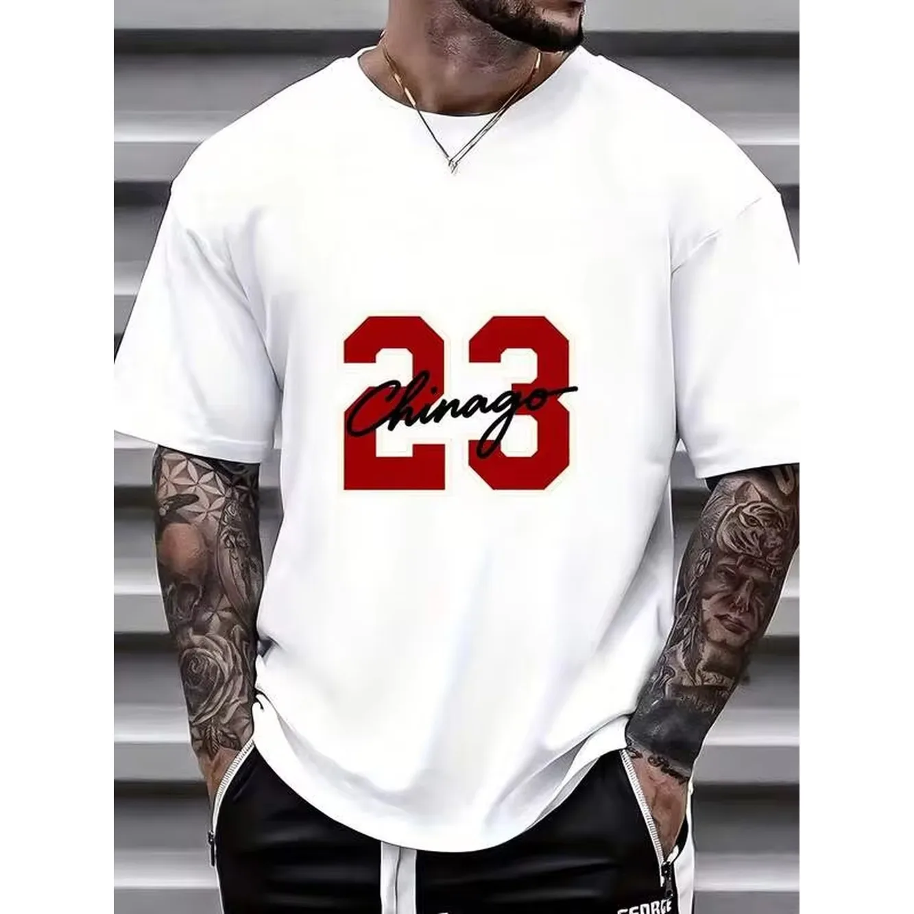 Men'S 180G Soft Chicago 23 Graphic Tee - Perfect For Summer, Family Gatherings And Company Team Events, Stylish Gift Idea For Him