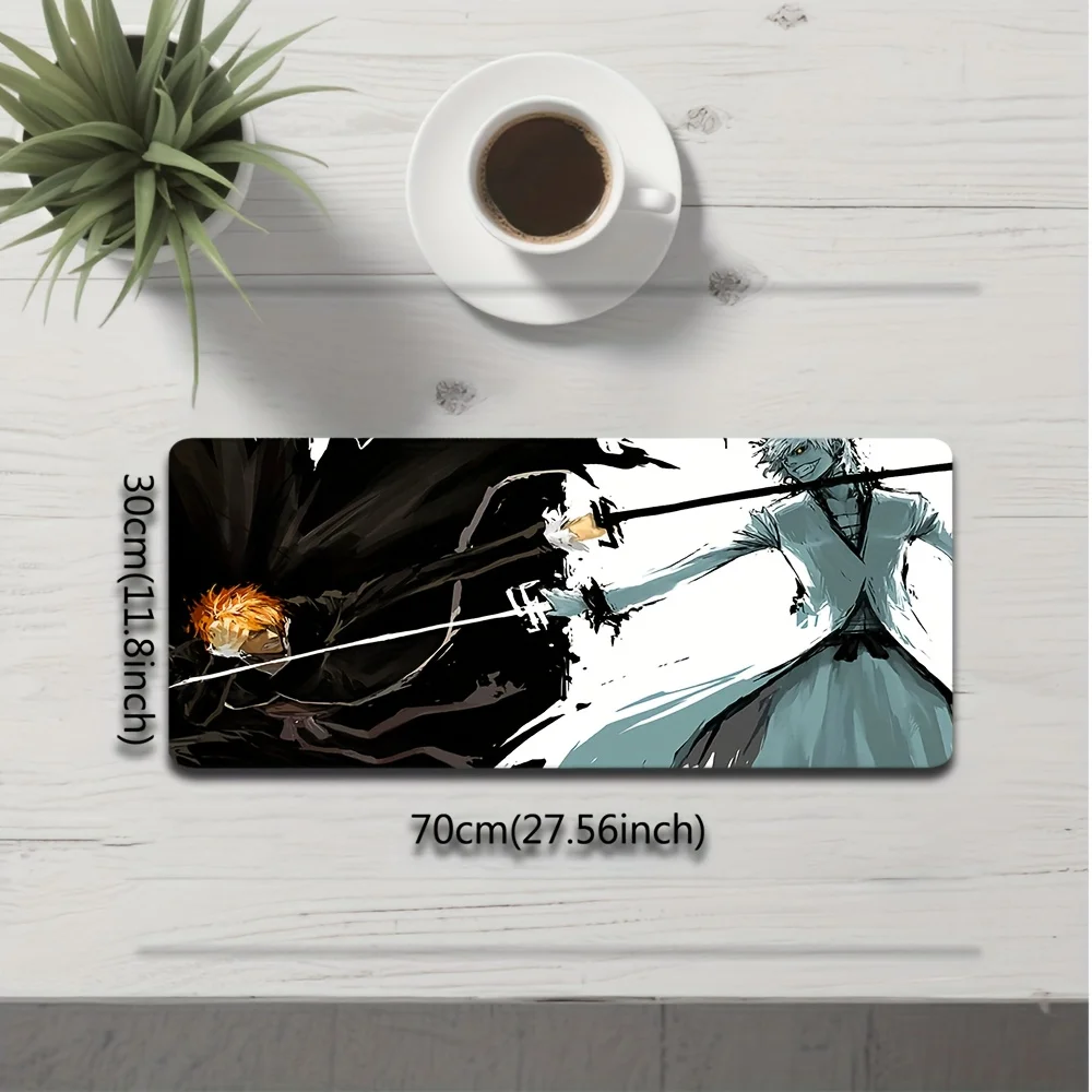 قطعة واحدة من لوحة ماوس الألعاب Bleach Anime Ichigo & Kenpachi Anime Manga - كبيرة جدًا (40x90/30x60/30x80 سم) قاعدة مطاطية غير قابلة للانزلاق، مبيض #3