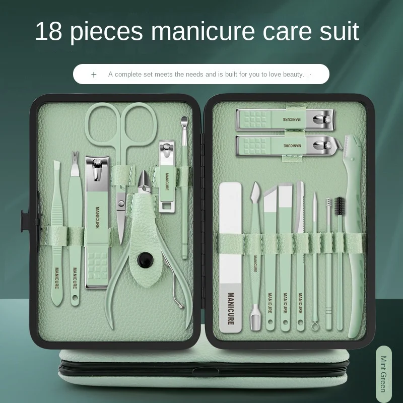 

Nail Clippers 18-Piece Set Pedicure Knife Eye-Brow Knife Bevel Nail Clippers Nail Scissors Manicure Manicure Implement