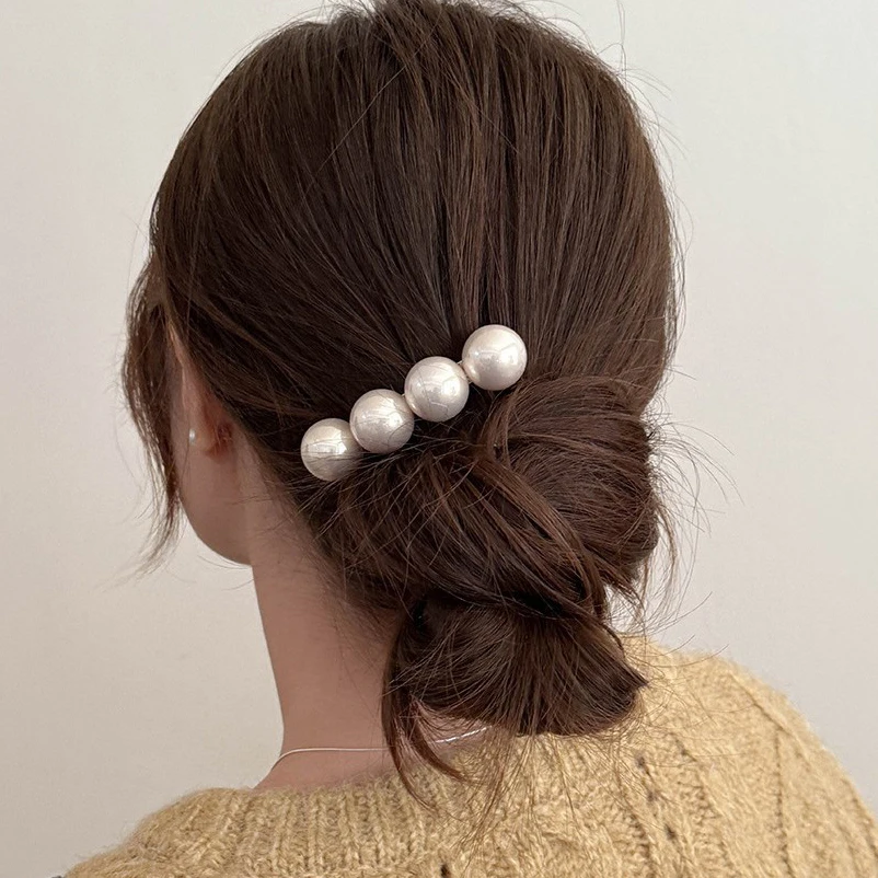 

New Big Pearls Spring Clips Hairpins for Women Elegant Gery White Pearls Hair Styling Barrettes Lady Hair Accessories Hairgrip