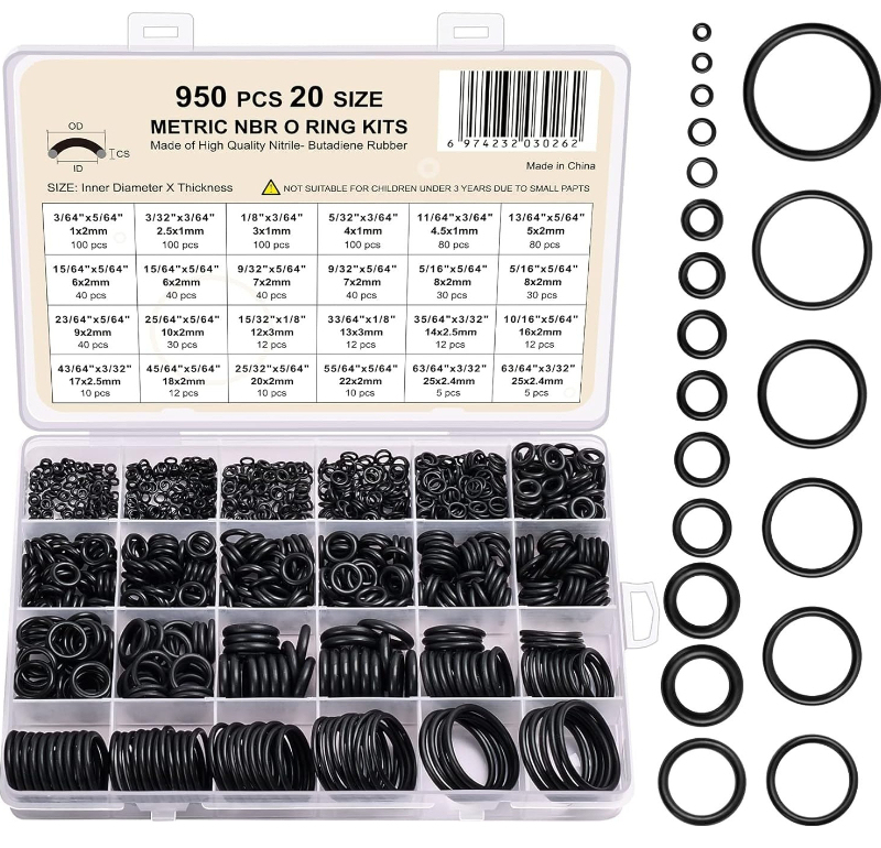  950pcs O Ring Rubber NBR Nitrile O-Ring Corrosion Oil Heat Resistant Sealing Washer Plumbing Seal Gasket Set for Car Faucet 