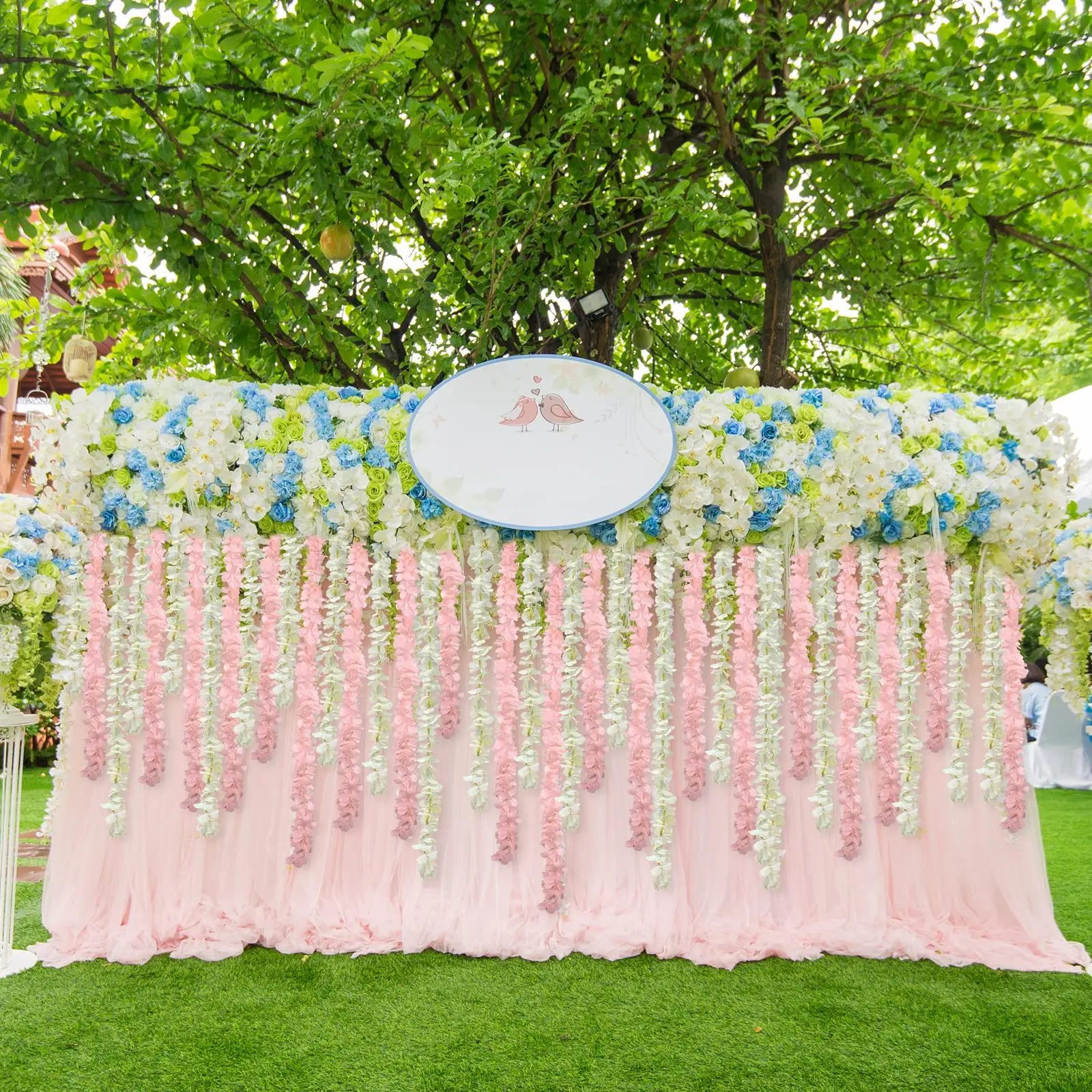 5-teilige künstliche hängende Blumen aus Seide, Glyzinien-Ranken-Girlande für Zuhause, Hochzeit, Party, Garten, Wanddekoration im Freien, gefälschte Blume – Detail 4