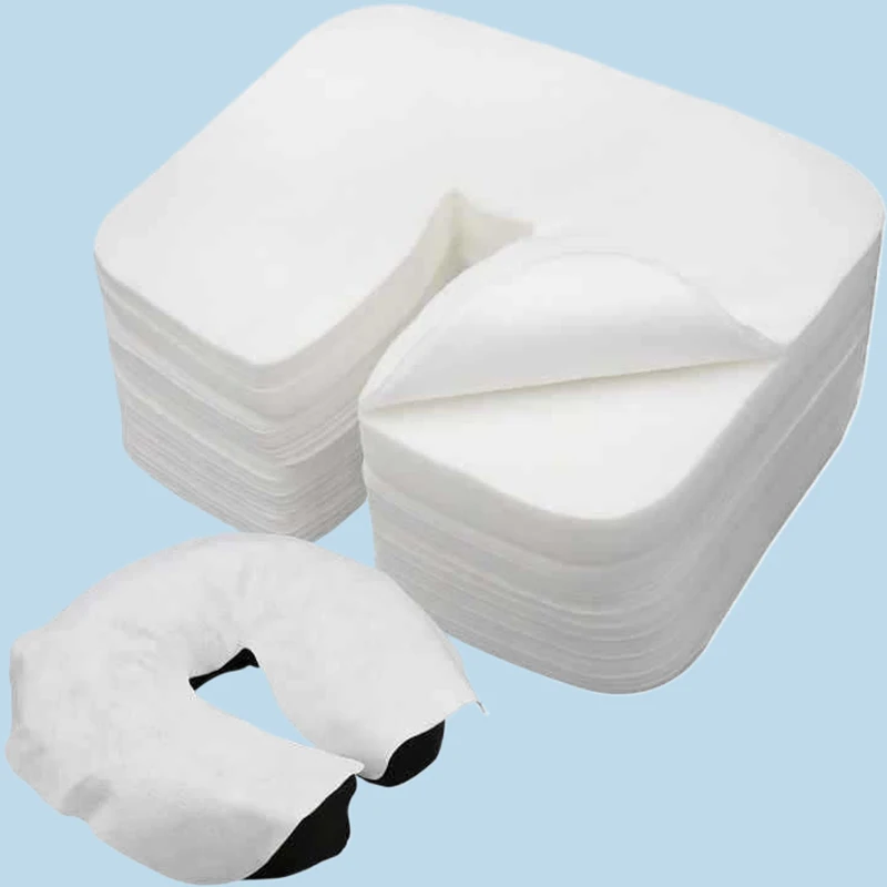 100/500pcs Disposable Face Cradle Covers Headrest Massage Pillow Paper Soft Non-Woven Face Covers for Spa Salon Beauty Supplies