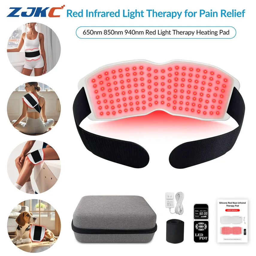 24W 660nm 850nm 940nm Portable Back Heating Pad Red and Infrared Light Therapy Belt Body Wrap for Knee Shoulder Back Leg Pain