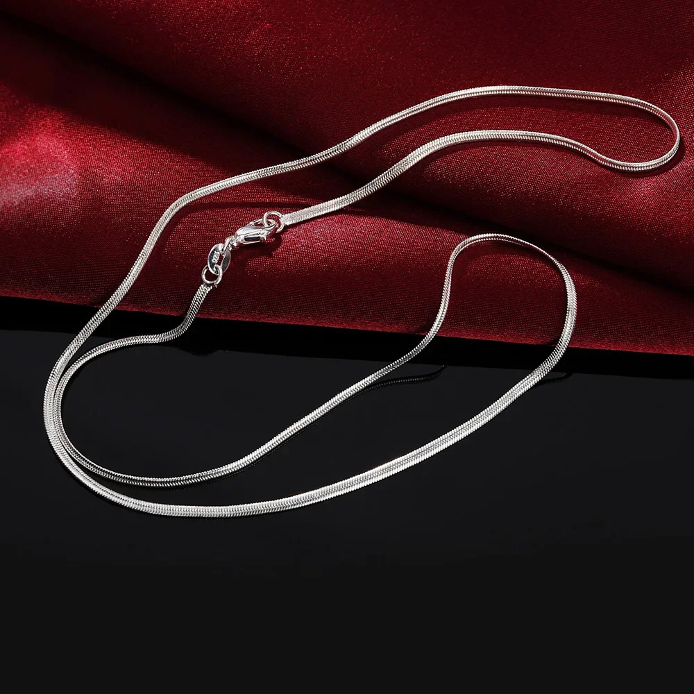 New 925 Sterling Silver Necklaces 16/18/20/22/24/26/28/30 Inches 2mm Flat Snake Bone Chain Necklace For Women Men Jewelry Gift