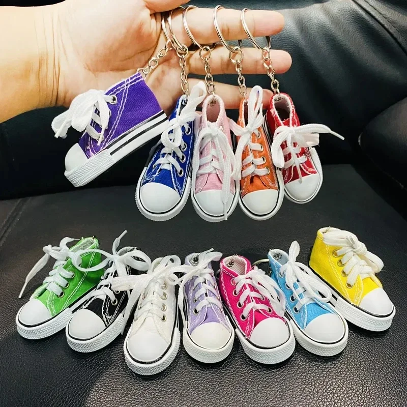 3D Canvas Sneaker Tennis Shoe Keychain Blue Pink Black White Sports Shoes Keyring Bag Ornaments Car Trinket Keyring Accessories