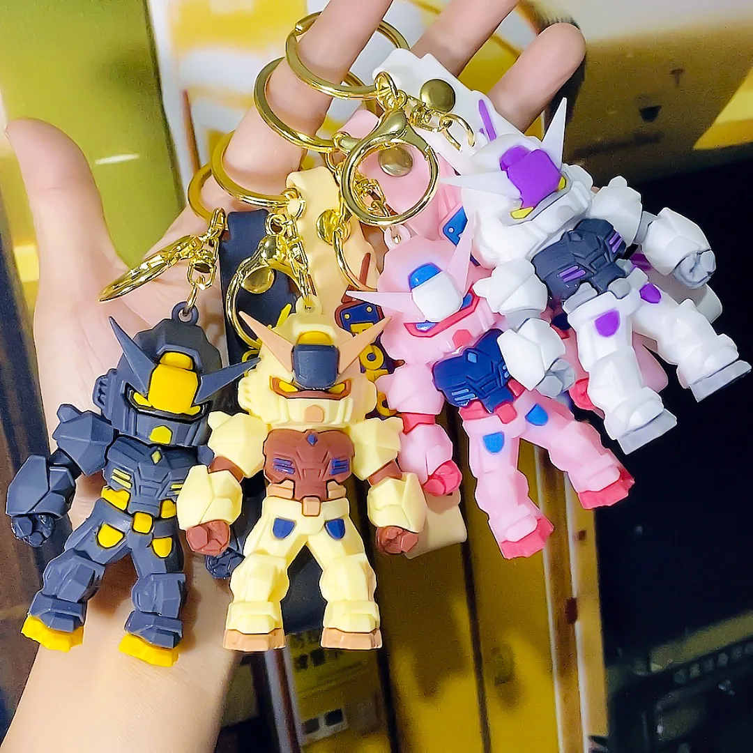 1/4pcs New Gundam Keychain Doll Mobile Warrior Mecha Robot Bag Circle Chain Car Pendant Hanging Gift