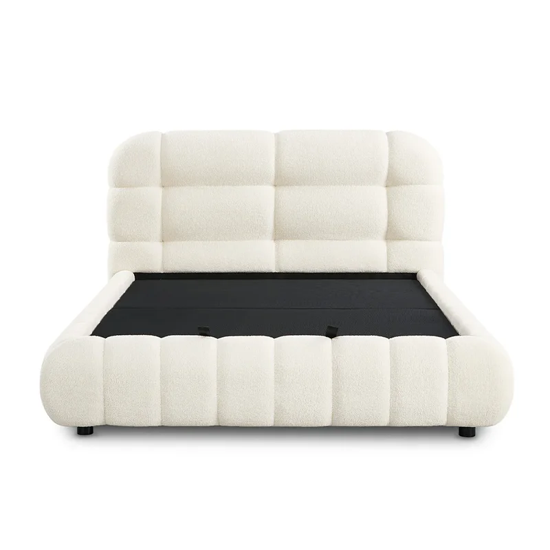 # Customized Multi-functional Boucle Fabric Floor Chest Bed Master Bedroom Furniture with Solid Wooden Frame and Storage