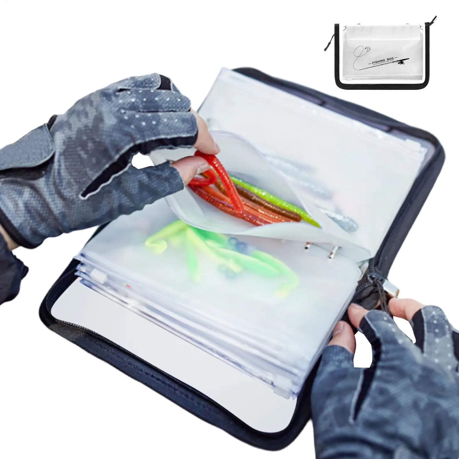 Waterproof PVC Fishing Lure Bag Transparent Tackle Storage Case Clear Fake Bait Organizer Pouch for Lures Hooks Accessories view 5