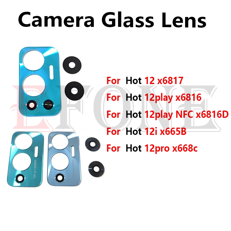 リアカメラガラスレンズ,スペアパーツ,Infinix hot 12, 12i pro play,nfc,x6817,x6816,x6816d,x665b,x668c