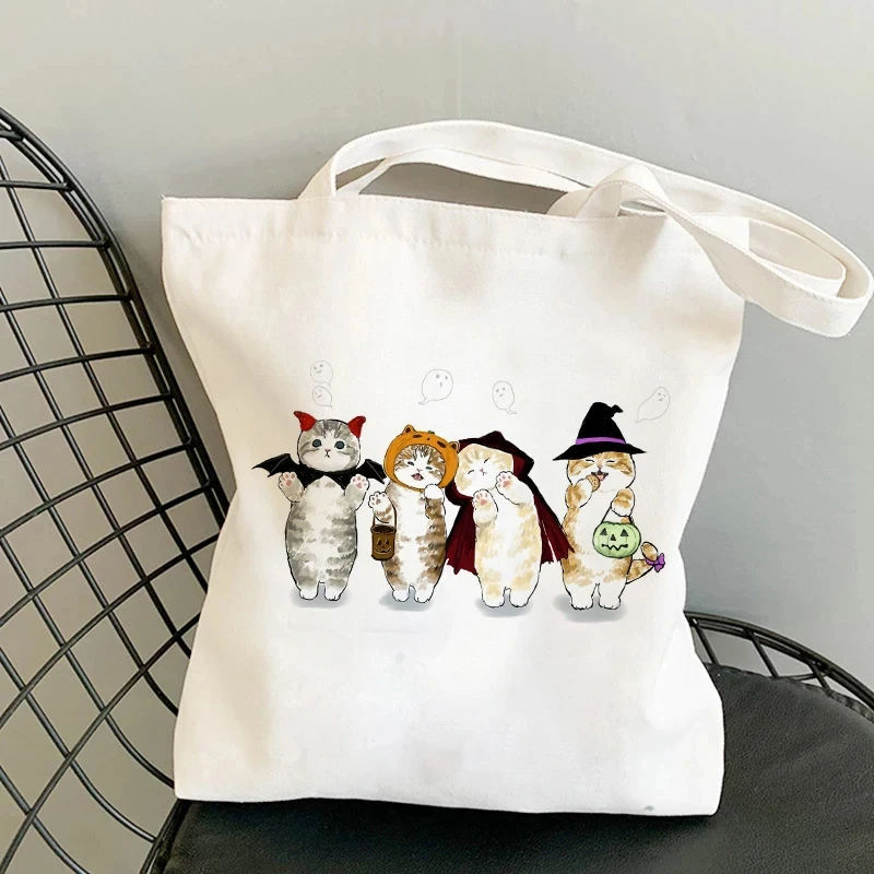 Kawaii Cats Cute Animal Bags Women Shopping bag Reuseable Shopper Canvas Bag girl handbag Tote Shoulder Lady Bags