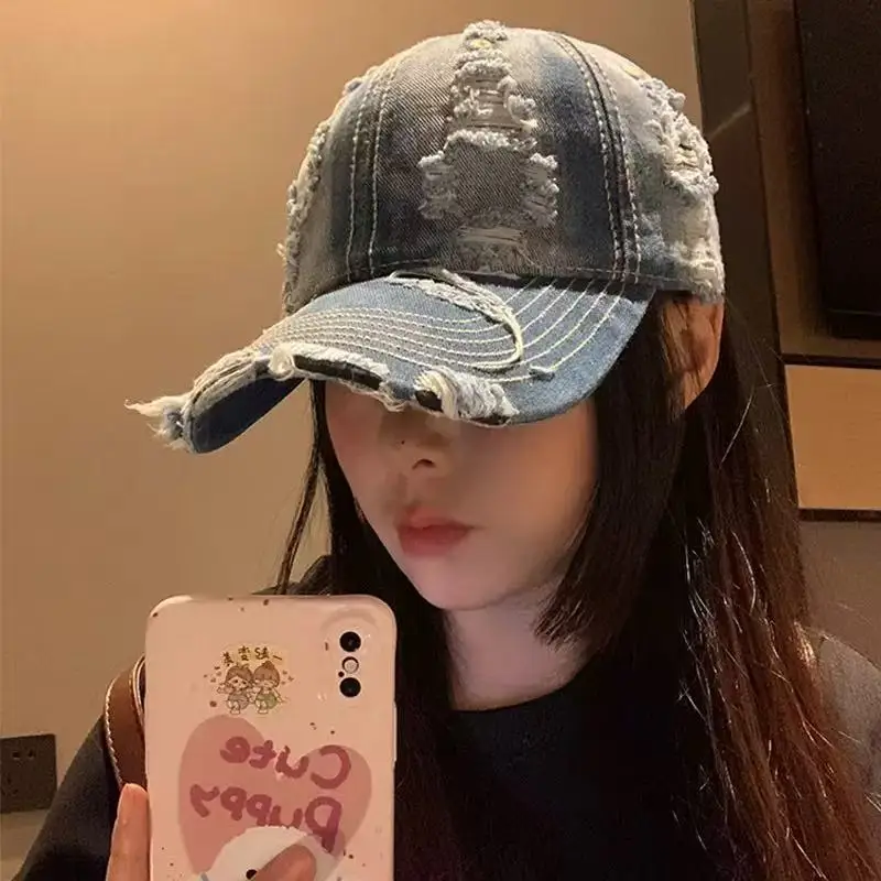 warm Classic denim sports hiphop caps Unisex men women distressed hat Women men leisure Ripped Baseball cap snapback hats