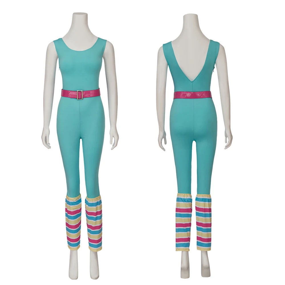 بدلة قفز نسائية زرقاء من فيلم دمية مارجوت روبي مع حزام لحفلات الهالوين كرنفال لعب الأدوار مجموعة كاملة