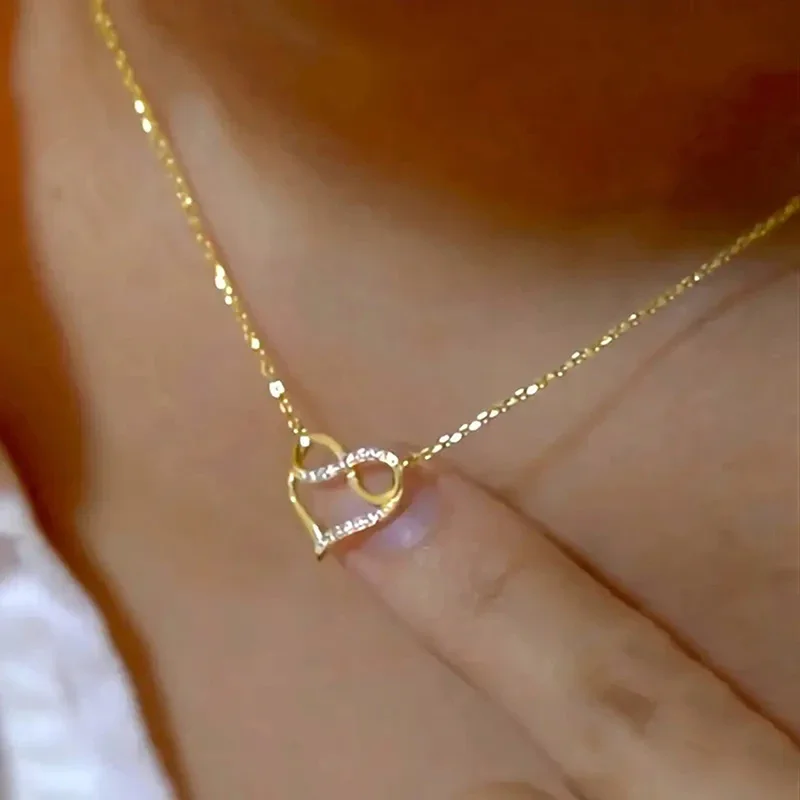 Huitan Infinity Sign Heart Pendant Necklace Charming Graceful Delicate Neck Accessories for Women Love Romantic Wedding Jewelry