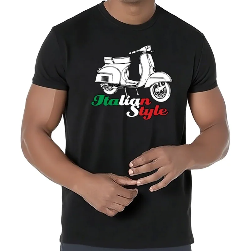 Style italien moto Auto moteur Scooter T-Shirt 100% coton col rond été à manches courtes décontracté hommes T-shirt taille S-3XL