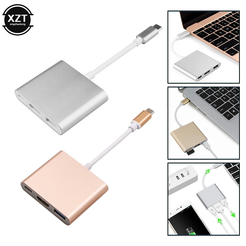 MacBook Pro用マルチポートアダプター,USB 3.1タイプCからHDMI,USB 3.0,ハブ,ドックケーブル,新品